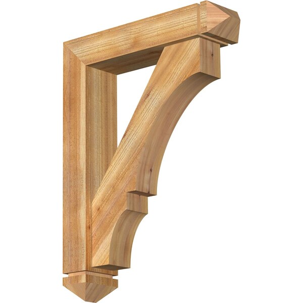 Ekena Millwork Balboa Arts and Crafts Rough Sawn Bracket w/ Offset Brace, Western Red Cedar, 6"W x 26"D x 34"H BKT0604X26X34BOA03RWR - main